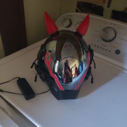 Men's futuristic punk LED horn mask helmet