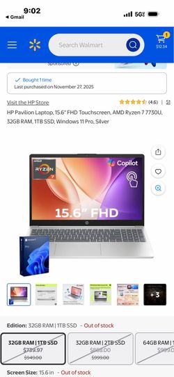 HP pavilion laptop  15.6 inches