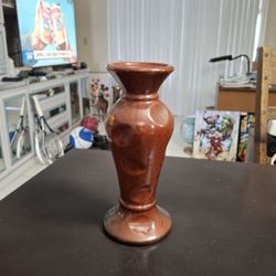 Burnt Sienna Colored Glazed Ceramic Pillar Candle Holder Pedestal 10.75" Tall Weighs 2LBS 5OZ