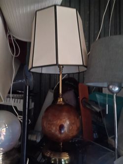 Wood ball table lamp mid century modern
