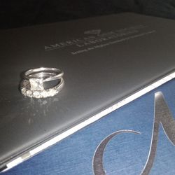 Diamond And White Gold Wedding Ring And Band 