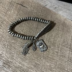 Silver Beaded Charm Bracelet 