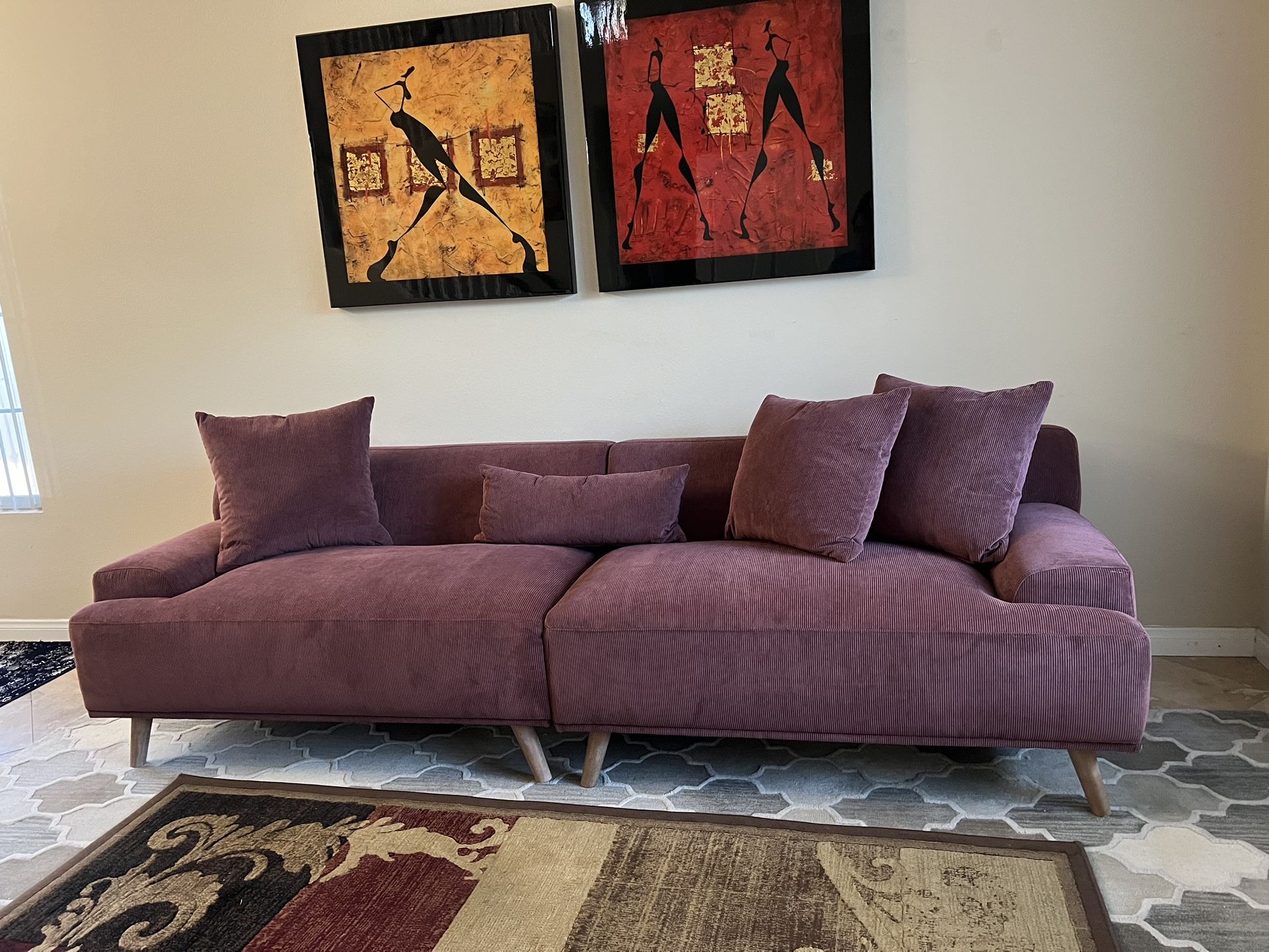 Brand New wine Red Extra Long 2pc Sofa