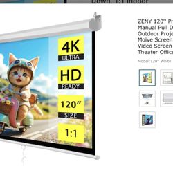 ZENY 120-inch Projection Screen manual pull-down