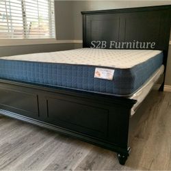 Queen Black Alina Bed With Orthopedic Mattress Included!!