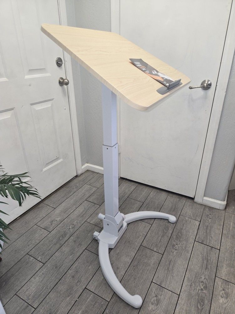 JOY worker Foldable Mobile Standing Desk, Pneumatic Height Adjustable Sit Stand Desk, Escritorio