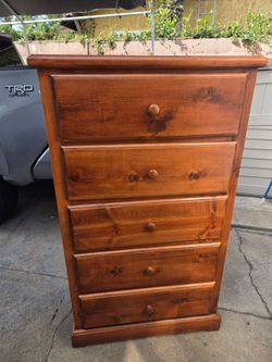 Vintage custom made 5 drawer wood chest
