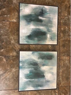 Abstract Wall Art (Navy Blue Pair x2)