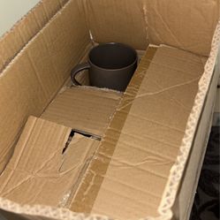 6 Pack Box Of Gray Ceramic Mugs 