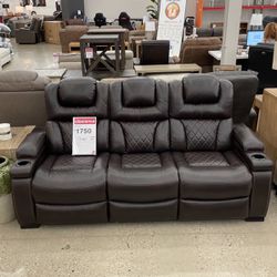 Genuine Leather Reclining Sofa and Loveseat