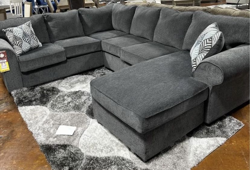 Large Grey Sectional Sofa Couch 