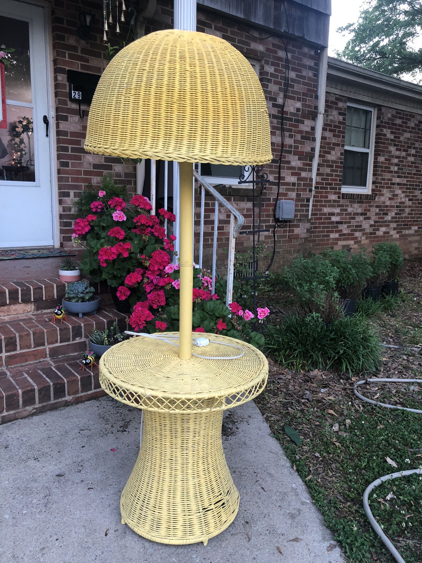 Retro 1970s wicker lamp newly rewired can be painted any color of your choice.