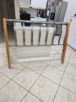 Full size headboard wood post with metal bars with design $25 firm