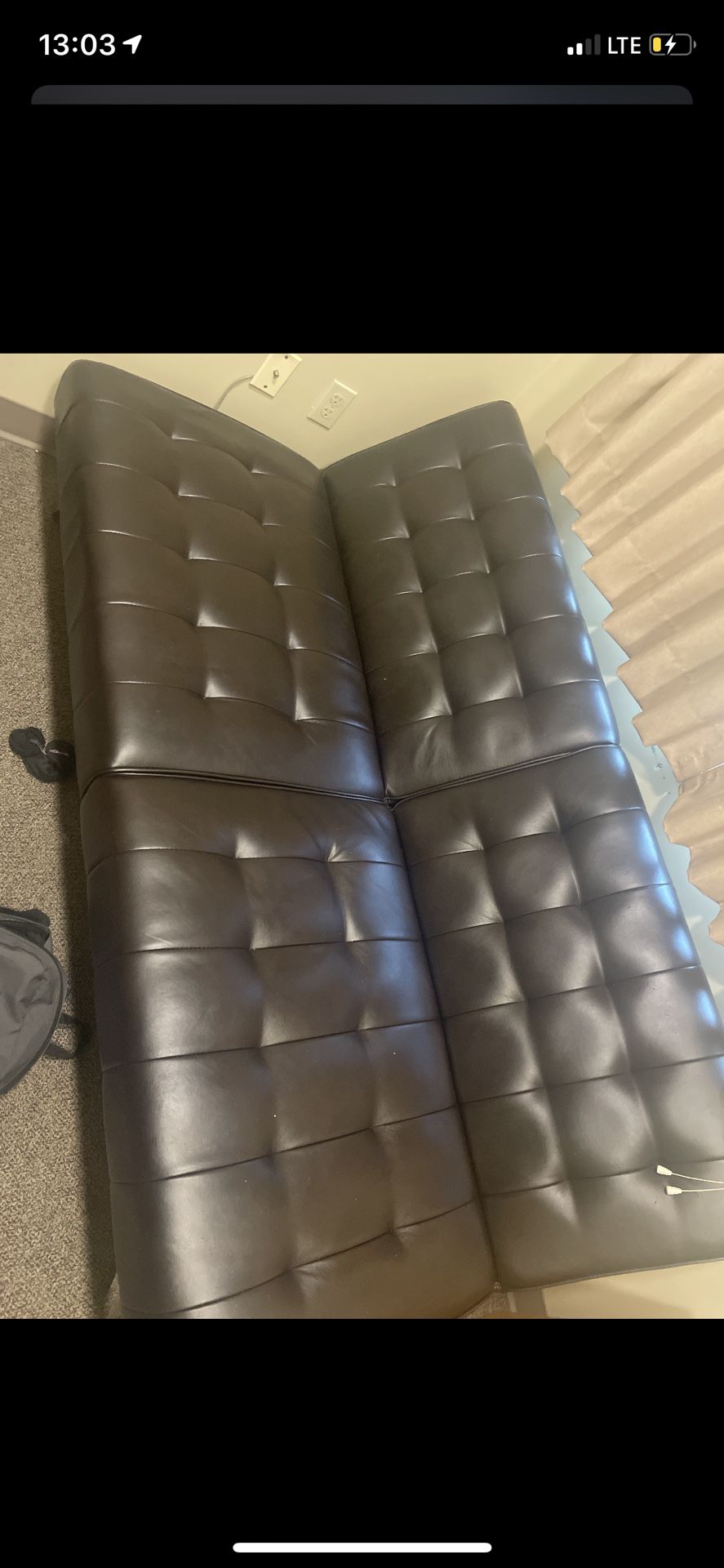 black leather futon couch 