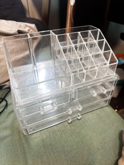 Acrylic Makeup Organizer with 4 Drawers and Removable Top Lipstick Holder