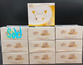 —-##Pending Pick Up for Sunday### —Pokemon 30th Celebration ETBS SEALED $140 each (9 available)