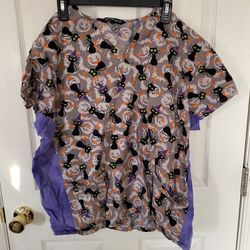 Halloween Themed Scrub Top