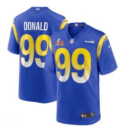Nike #99 Aaron Donald Los Angeles Rams Blue Super Bowl LVI Nike Game Jersey Large