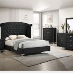 4- Pc Bedroom set Dresser,Mirror  Nightstand (1) Queen size bed frame  Not including Mattress and Box Sp