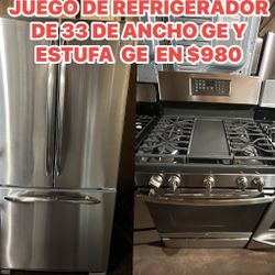 SET DE REFRIGERADOR DE 33 DE ANCHO Y ESTUFA DE 5 QUE MADORES CON 2 MESES DE GARANTÍA 