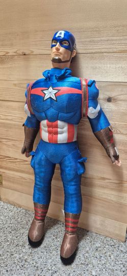 Marvel Universe Live Captain America Plush Doll Molded Head 20 Inch Feld