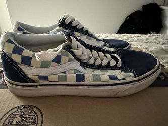 VANS OLD SKOOL BLUE WHITE CHECKERs