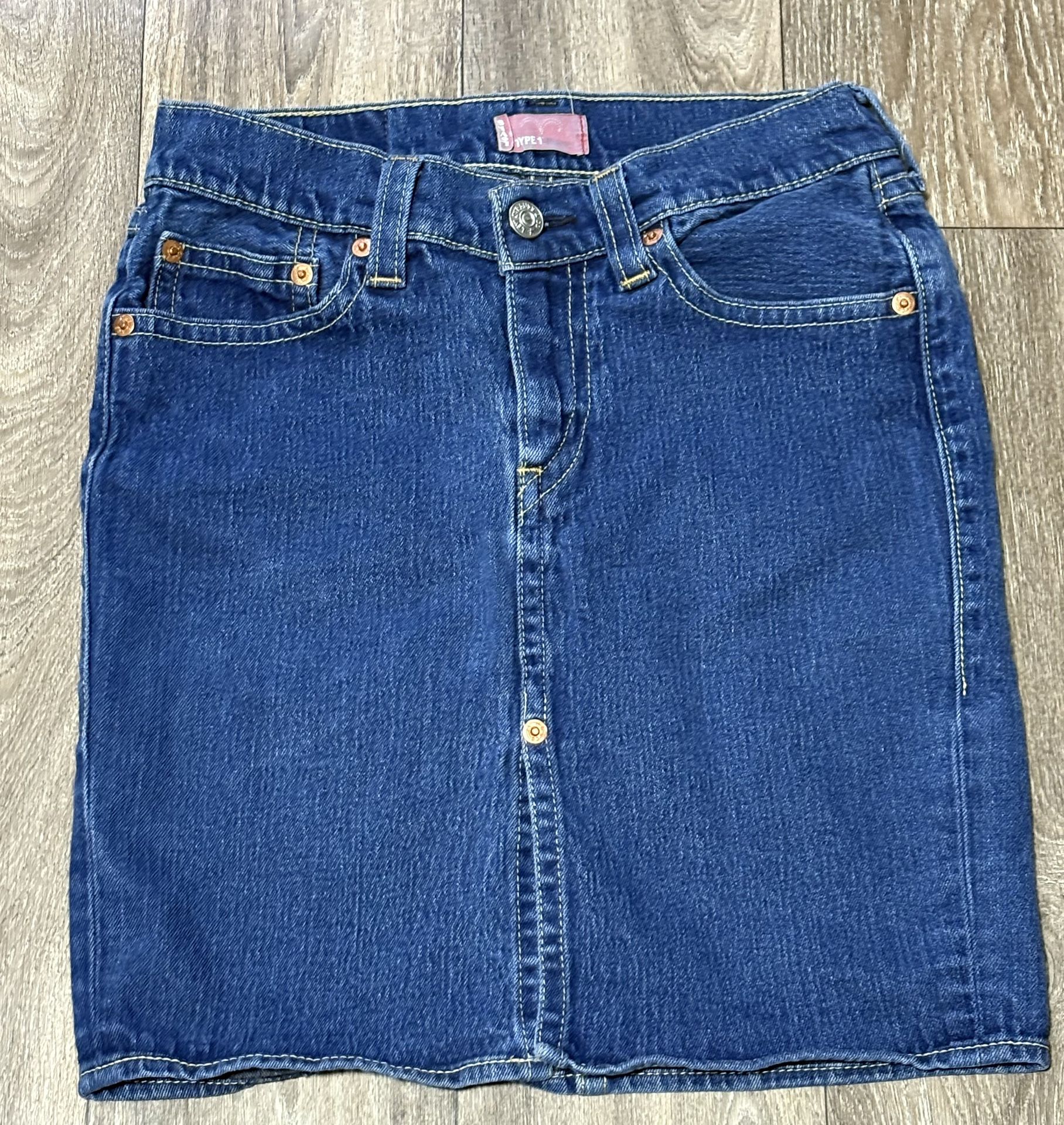 LEVIS TIPE 1 DURA SKIRT DENIM BLUE WOMENS SIZE M POCKETS