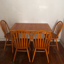 STRONG HARDWOOD TABLE WITH 4 STURDY WOODEN CHAIRS