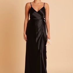 NWT Satin Black Wrap Dress