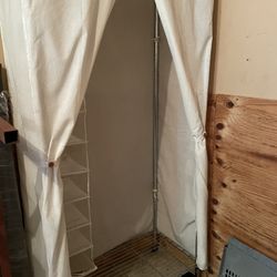 Garment Rack - Wire Rack With Cover - Extra Shoe Cubby Free