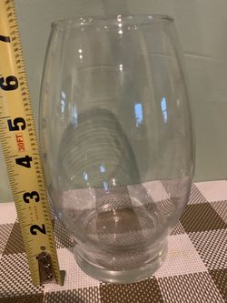 New 3 Inch Wide by 7 Inches Tall Tapered Glass Case With Weighted Base For Stability.