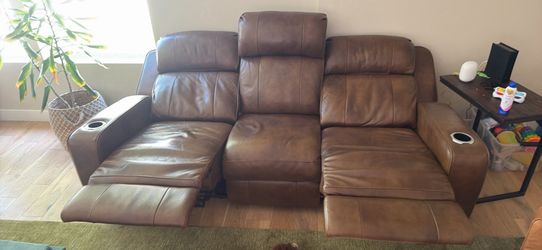 Living spaces reclining leather couch