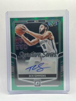 Ben Simmons Number March 2024-25 Panini Donruss Optic 10/49 Auto Series Green Prizm Nets