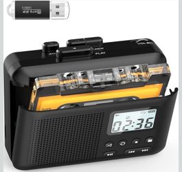 Portable Cassette Player,Cassette to MP3 via SD Card, Walkman Cassette Tape Player with 1000mah Rechargeable Battery,Built-in Microphone&Speaker,Headp
