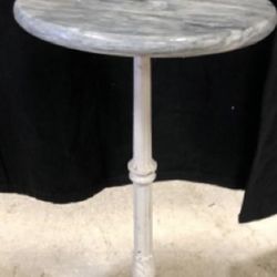 Marble Top and Cast Iron Bedside Table