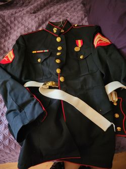 USMC Dress Blues Uniform Jacket with Belt