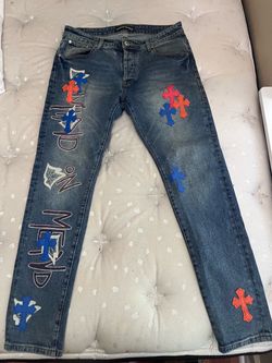 Chrome Hearts Denim Jeans with Cross Patches