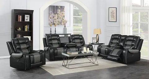 BRAND NEW! 3-PC Black/Brown Leather Reclining Set