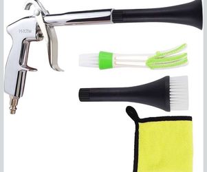 Car Cleaning Gun with Microfiber Cleaning Cloth, Car Detailing Brush, and High-Pressure Air Blow Gun with Two Sets of Nozzles. Perfect for interior ca