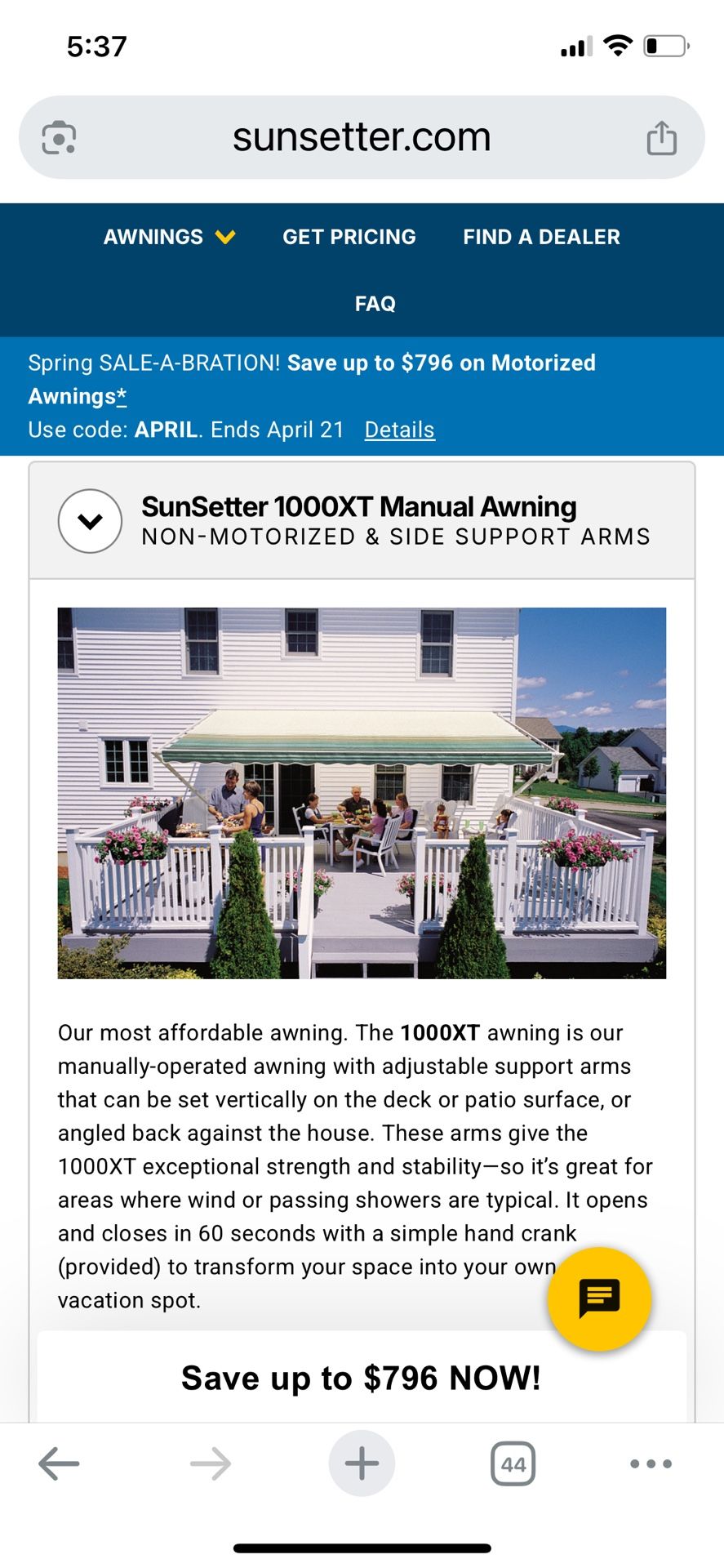 Sunsetter Awning 10ft