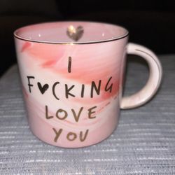 Brand NEW! Swirly Marble Pink & White/Gold Mug, -‘I F💗cking Love You’ Coffee / Tea Mug, By Vilight Home - A Perfect & Unique Valentines Day Gift! 💝 