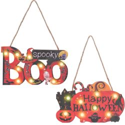 Halloween Hanging LED Boo Sign Decoration, Boo Wall Signs Indoor and Outdoor, Haunted House Decor for Home, School, Office, Party Decor (Orange)