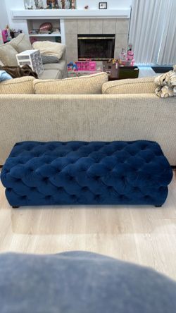 Blue tufted bench