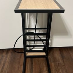 Side Table With Charging Ports And Outlet
