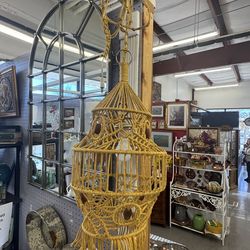 Vintage macrame hanging lamp