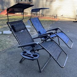 Zero gravity Relax Chair 26 “ Wide With Addjustable Capony , Drink Tray & Pillow ( Max 300 Lbs ) New