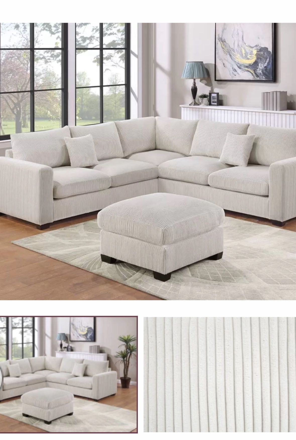 3 Pc Sectional Set With Ottoman Set