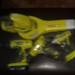 RYOBI drill, Blower, 18V Lithium Battery Set