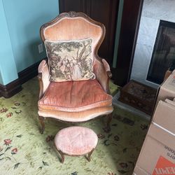 Antique Chair With Stool