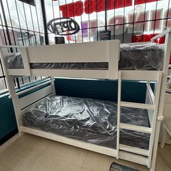 Twin bunk bed frame with mattress